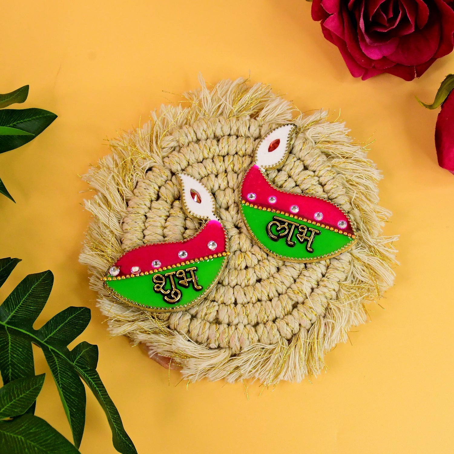 Shubh Labh Diya Shaped Wall Hangings (2 Pc) Shubh Labh Diya Shaped Wall Hangings (2 Pc)